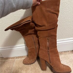 Brown Suede Knee-High Boots
